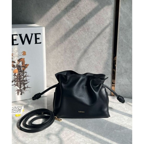 Replica perfetta Loewe Mini Flamenco Clutch Borsa Nero Nappa Vitello Imitazione Outlet Online