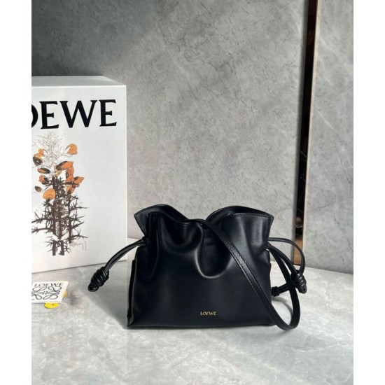 Replica perfetta Loewe Mini Flamenco Clutch Borsa Nero Nappa Vitello Imitazione Outlet Online