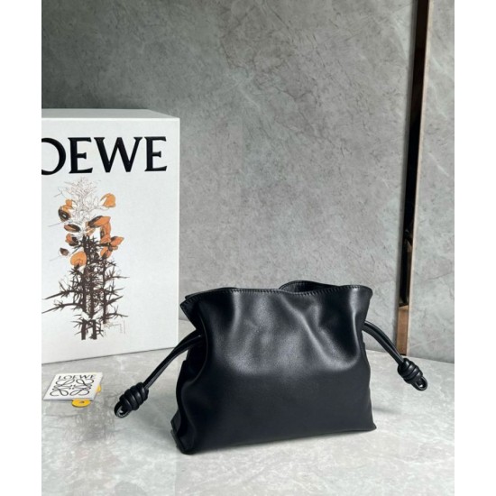 Replica perfetta Loewe Mini Flamenco Clutch Borsa Nero Nappa Vitello Imitazione Outlet Online