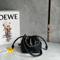 Replica perfetta Loewe Mini Flamenco Purse Borsa Nero Nappa Agnello Imitazione Outlet Online