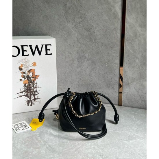 Replica perfetta Loewe Mini Flamenco Purse Borsa Nero Nappa Agnello Imitazione Outlet Online