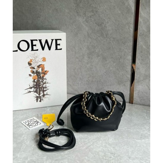 Replica perfetta Loewe Mini Flamenco Purse Borsa Nero Nappa Agnello Imitazione Outlet Online