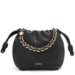 Replica perfetta Loewe Mini Flamenco Purse Borsa Nero Nappa Agnello Imitazione Outlet Online