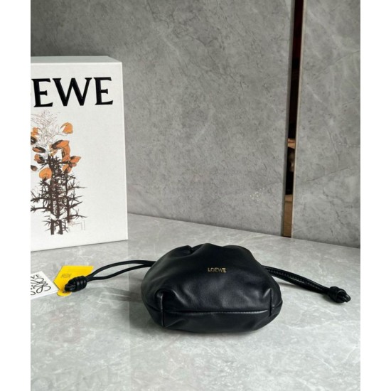Replica perfetta Loewe Mini Flamenco Purse Borsa Nero Nappa Agnello Imitazione Outlet Online