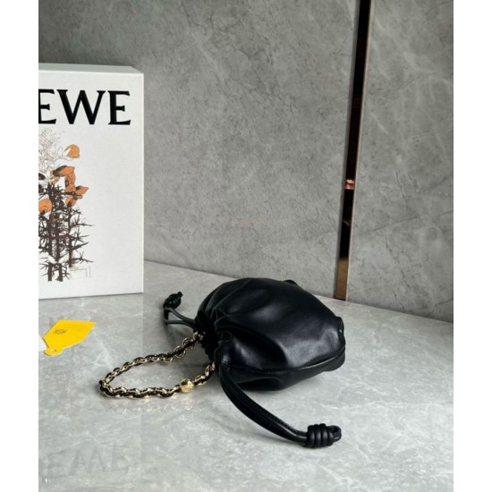 Replica perfetta Loewe Mini Flamenco Purse Borsa Nero Nappa Agnello Imitazione Outlet Online