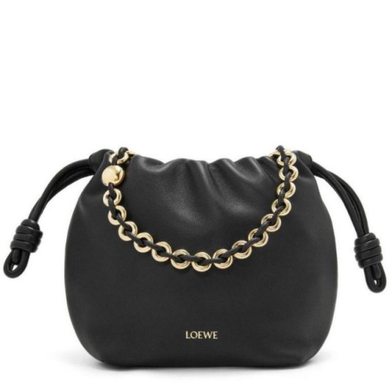 Replica perfetta Loewe Mini Flamenco Purse Borsa Nero Nappa Agnello Imitazione Outlet Online