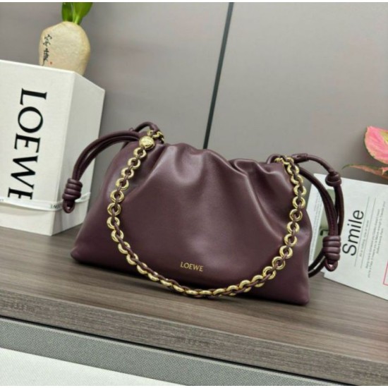 Replica perfetta Loewe Flamenco Purse Borgogna Nappa Agnello Imitazione Outlet Online