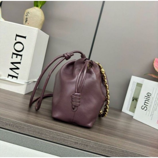 Replica perfetta Loewe Flamenco Purse Borgogna Nappa Agnello Imitazione Outlet Online