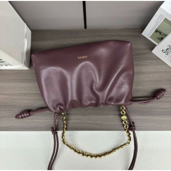 Replica perfetta Loewe Flamenco Purse Borgogna Nappa Agnello Imitazione Outlet Online