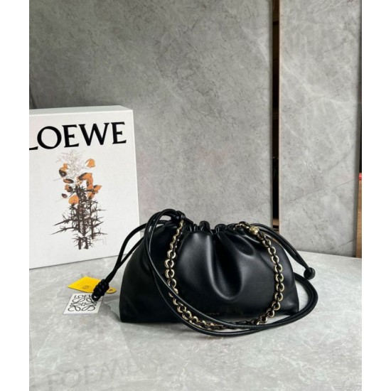 Replica perfetta Loewe Flamenco Purse Nero Nappa Agnello Imitazione Outlet Online