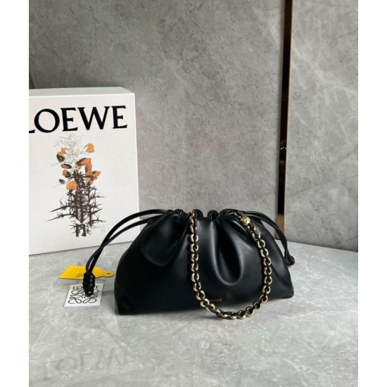 Replica perfetta Loewe Flamenco Purse Nero Nappa Agnello Imitazione Outlet Online