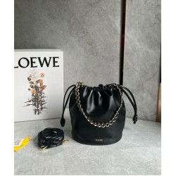 Replica perfetta Loewe Flamenco Purse Bucket Borsa Nero Nappa Agnello Imitazione Outlet Online