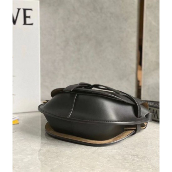 Migliore Repliche Borsa Gate piccola Loewe vitello nera e jacquard Economiche Outlet Online