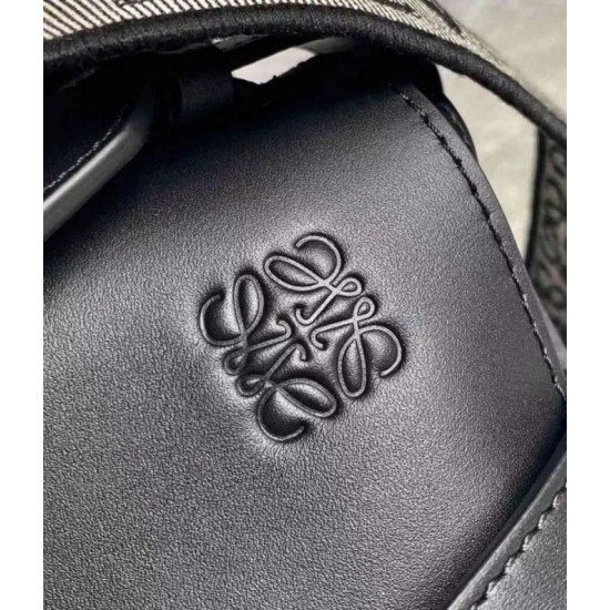 Migliore Repliche Borsa Gate piccola Loewe vitello nera e jacquard Economiche Outlet Online