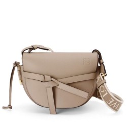 Migliore Repliche Loewe Gate Piccolo Borsa Sabbia Vitello e Jacquard Economiche Outlet Online