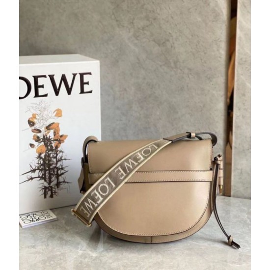 Migliore Repliche Loewe Gate Piccolo Borsa Sabbia Vitello e Jacquard Economiche Outlet Online