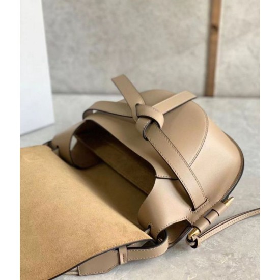 Migliore Repliche Loewe Gate Piccolo Borsa Sabbia Vitello e Jacquard Economiche Outlet Online