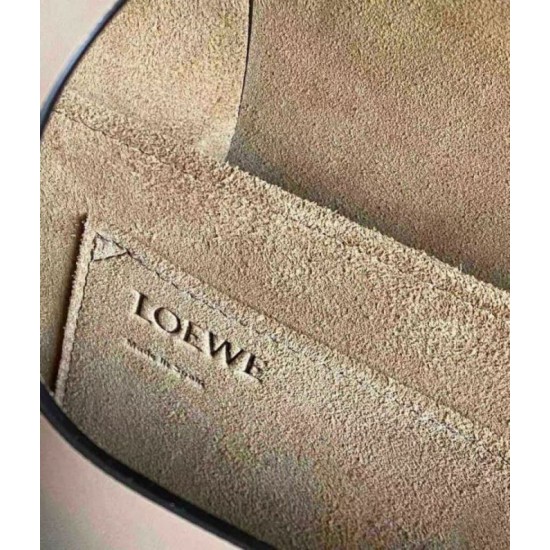 Migliore Repliche Loewe Gate Piccolo Borsa Sabbia Vitello e Jacquard Economiche Outlet Online