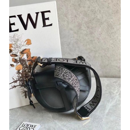 Replica perfetta Loewe Mini Gate Dual Borsa Nero vitello Imitazione Outlet Online