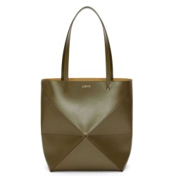 Migliore Repliche Loewe Puzzle Medium Fold Tote Borsa Dark Green Vitello Economiche Outlet Online