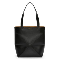Migliore Repliche Loewe Puzzle Medium Fold Tote Borsa Nero Vitello Economiche Outlet Online