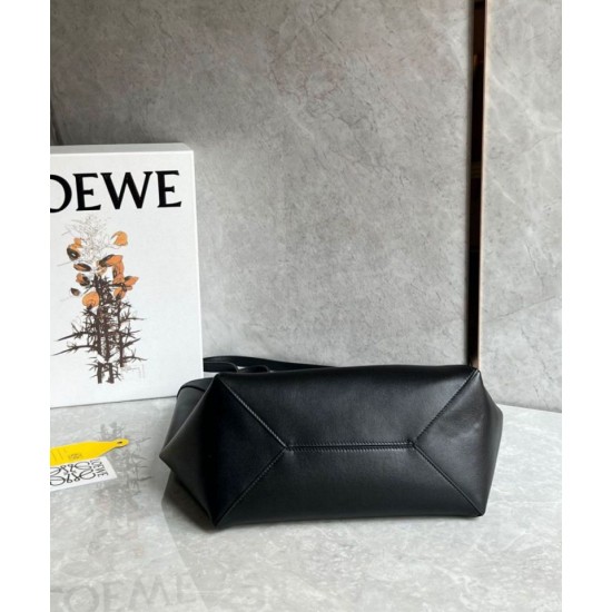 Migliore Repliche Loewe Puzzle Medium Fold Tote Borsa Nero Vitello Economiche Outlet Online
