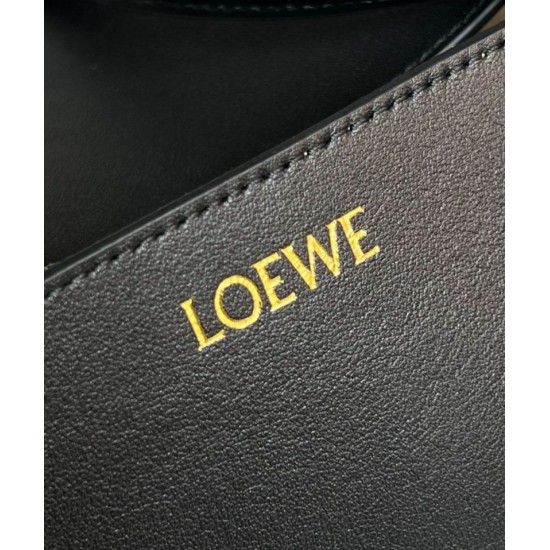 Migliore Repliche Loewe Puzzle Medium Fold Tote Borsa Nero Vitello Economiche Outlet Online