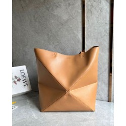 Perfette Qualità Repliche Loewe Grande Puzzle Fold Tote Borsa Tan Calfskin Imitazione