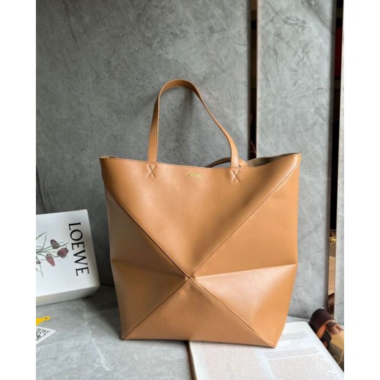 Perfette Qualità Repliche Loewe Grande Puzzle Fold Tote Borsa Tan Calfskin Imitazione