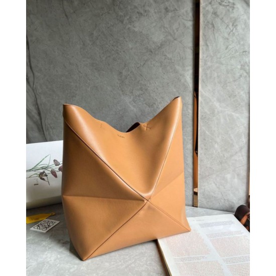 Perfette Qualità Repliche Loewe Grande Puzzle Fold Tote Borsa Tan Calfskin Imitazione