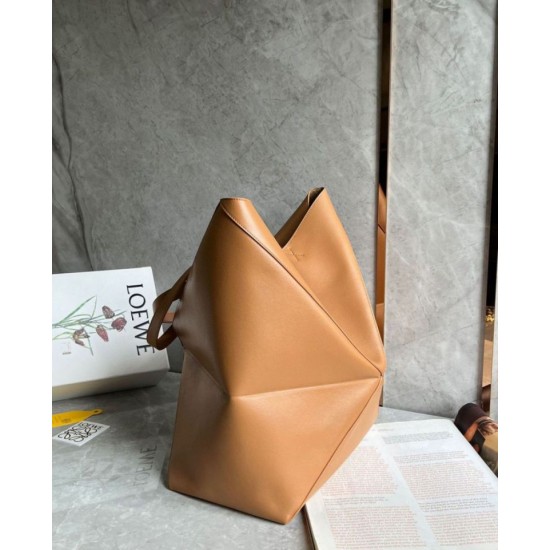 Perfette Qualità Repliche Loewe Grande Puzzle Fold Tote Borsa Tan Calfskin Imitazione