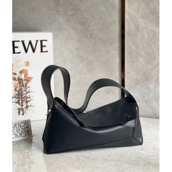 Migliore Repliche Loewe Puzzle Hobo Borsa Nero Nappa Calfskin Economiche Outlet Online