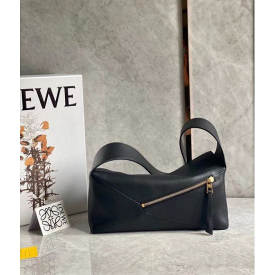 Migliore Repliche Loewe Puzzle Hobo Borsa Nero Nappa Calfskin Economiche Outlet Online