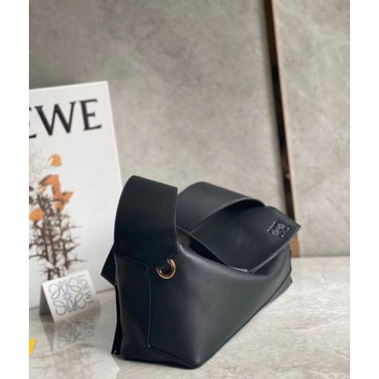 Migliore Repliche Loewe Puzzle Hobo Borsa Nero Nappa Calfskin Economiche Outlet Online