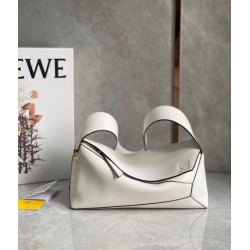 Miglior Falso Borsa Hobo Puzzle Loewe vitello nappa bianca Economiche Premium