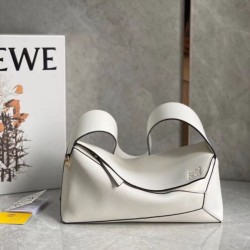 Miglior Falso Borsa Hobo Puzzle Loewe vitello nappa bianca Economiche Premium