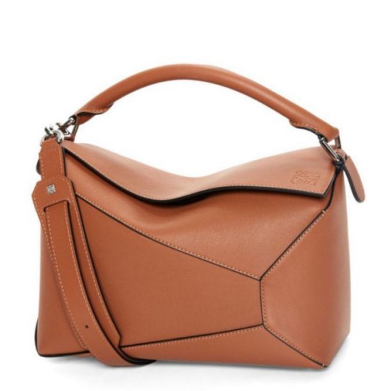 Perfette Qualità Repliche Loewe Puzzle Medium Borsa Brown Classic Calfskin Imitazione