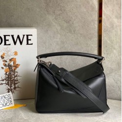 Migliore Repliche Loewe Puzzle Medium Borsa Nero Classico Vitello Economiche Outlet Online