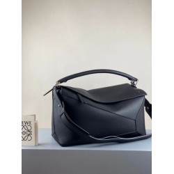 Perfette Qualità Repliche Borsa Puzzle grande Loewe Nera grana Imitazione