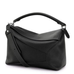 Perfette Qualità Repliche Borsa Puzzle grande Loewe Nera grana Imitazione