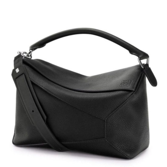 Perfette Qualità Repliche Borsa Puzzle grande Loewe Nera grana Imitazione