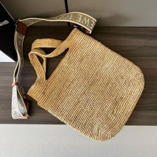Migliore Repliche Loewe Slit Tote Borsa Raffia e Vitello Economiche Outlet Online