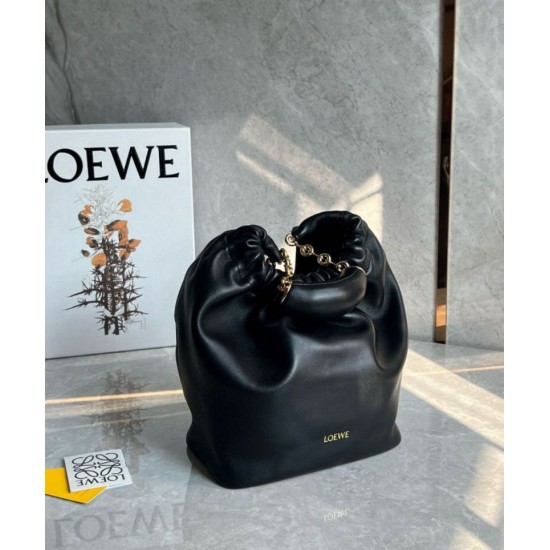 Miglior Falso Loewe Piccolo Squeeze Borsa Nero Nappa Agnello Economiche Premium
