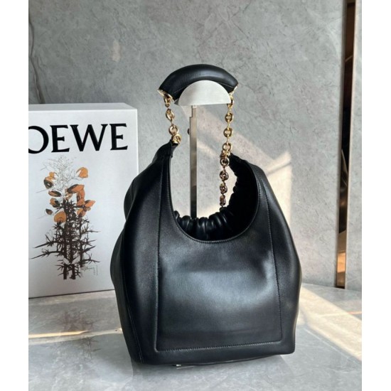 Miglior Falso Loewe Piccolo Squeeze Borsa Nero Nappa Agnello Economiche Premium