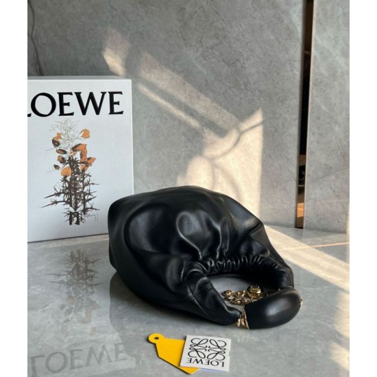 Miglior Falso Loewe Piccolo Squeeze Borsa Nero Nappa Agnello Economiche Premium