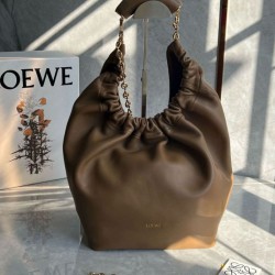 Migliore Repliche Loewe Medium Squeeze Borsa Marrone Nappa Agnello Economiche Outlet Online