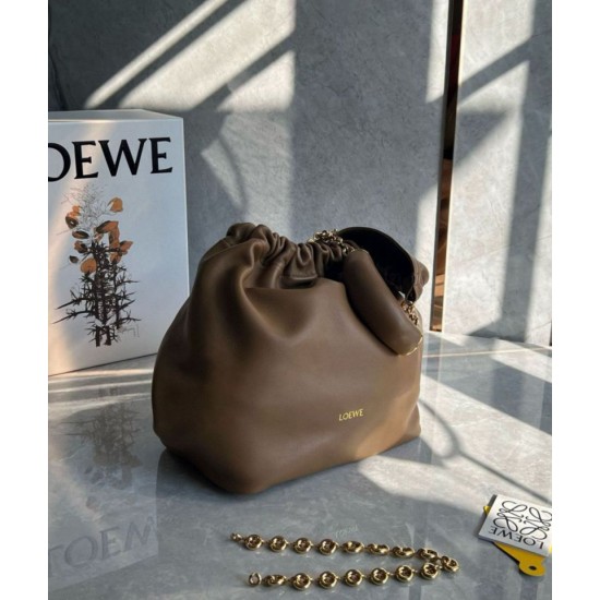 Migliore Repliche Loewe Medium Squeeze Borsa Marrone Nappa Agnello Economiche Outlet Online