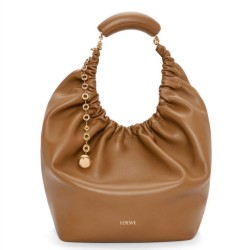 Migliore Repliche Loewe Medium Squeeze Borsa Marrone Nappa Agnello Economiche Outlet Online