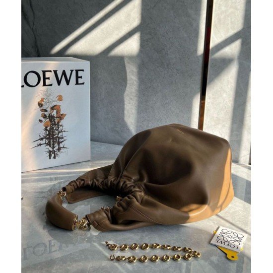 Migliore Repliche Loewe Medium Squeeze Borsa Marrone Nappa Agnello Economiche Outlet Online