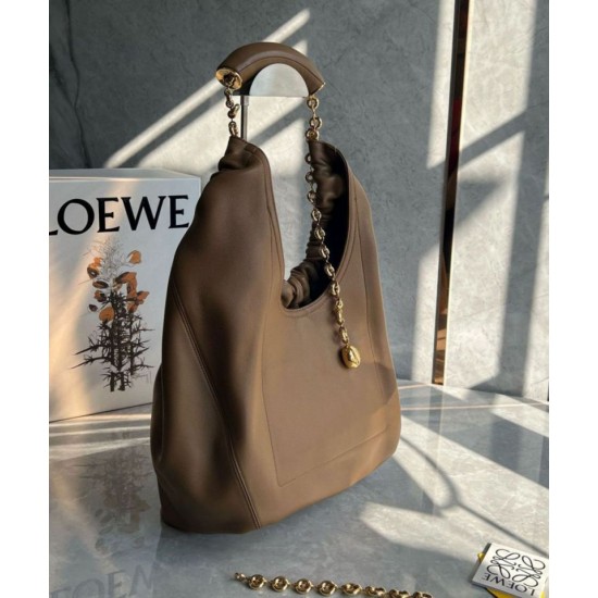 Migliore Repliche Loewe Medium Squeeze Borsa Marrone Nappa Agnello Economiche Outlet Online